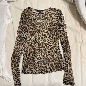 Aqua Leopard Print Long Sleeve Top